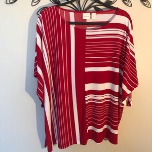 Chicos, sz. 3 Ladies red & white striped top with dolman sleeves.  NWOT